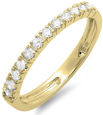 Dazzlingrock Collection 0,40 Karat (Ctw) 14 Karat runder Diamant Jahrestag Ehering stapelbarer Ring Weißgold Größe 7, Gelbgold, Weißer Diamant