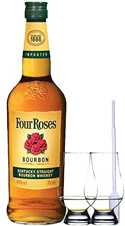 Four Roses Straight Bourbon 0,7 Liter + 2 Glencairn Gläser + Einwegpipette 1 Stück