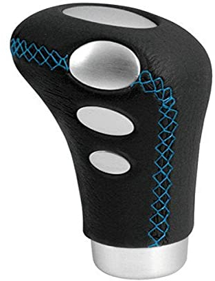 Lampa 00080 Schaltknauf Cobra schwarzes Leder blaue Nähte
