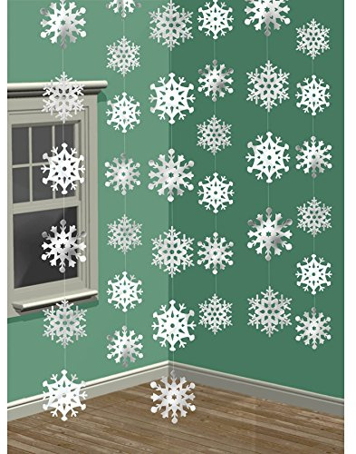 Christmas Snowflakes String Decoration 7 Feet - Pack of 6