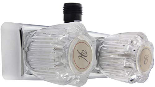 Dura Faucet DF-SA100A-CP Inverseur de valve de robinet de douche pour camping-car/remorque avec boutons en acrylique cristal (chromé)