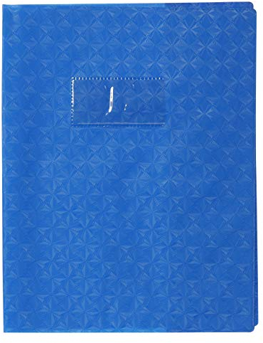 Calligraphe 72012C - Heftumschlag / Heftschoner / Hefthülle Calligraphe mit Feinkörnung Diamantmotiven, 17x22 cm, Etikettenhalter, aus PVC blickdicht und strapazierfähig, Blau, 1 Stück