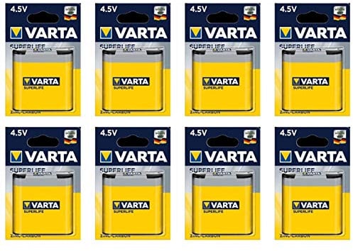 VARTA - Lote de 8 paquetes 1 pila plana de zinc-carbono Superlife 4,5 V 3R12