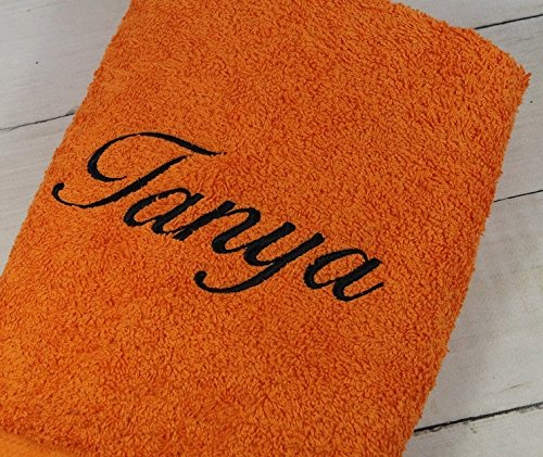 ★ Duschtuch mit Namen Bestickt ★ Handtuch ★ Geschenk ★ Badetuch ★ 500 g/m2 ★ (70 x 140 cm, Orange) (140230)