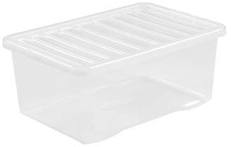 Whatmore45 Litre Clear Crystal Stacking Plastic Storage Box And Lid Wham