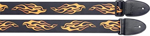 Stagg 19150 Terylen-Polyesterfaserstoff Gitarrengurt mit Flamme (Breite: 5cm, Länge: 82-141cm, verstellbar) schwarz