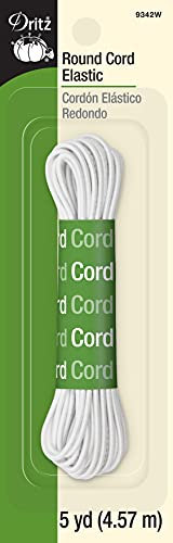 Dritz 0371998 Cordoncino Elastico Rotondo, 4,5 m, Bianco, Cotone, Ciascuno