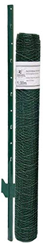 Niederberg Metall Grillage 25x25mm Rouleau 15x1m + 12 Poteaux 140cm Haut Vert