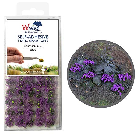 War World Scenics 100 x Mechones Autoadhesivos de Hierba Estática Brezo de 4mm – Modelismo Wargame Escenografía Ferroviario Diorama Miniatura Maqueta Manojo Césped Seguimiento Envío