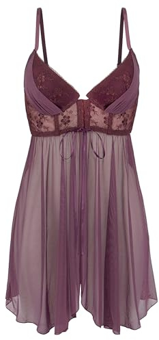 Lascana Damen Negligé mit Spitze, Push-up