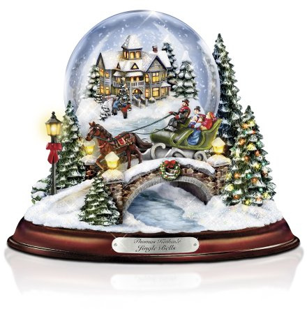The Bradford Exchange Thomas Kinkade Jingle Bells Illuminated Musical Christmas Snowglobe