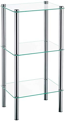 kela 18100, Regal, 3 Etagen, Metall/Sicherheitsglas, 40x 30x 76 cm, Lars, Verchromt,