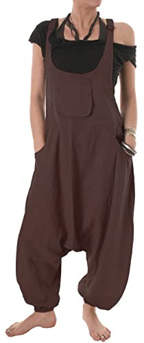 Vishes - Alternative Bekleidung - Legere Damen Latzhose Haremshose Sommerhose Overall Baumwolle braun 38-40