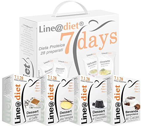Sac complet Line@diet 7 jours, option douce. 28 sachets de protéines, pendant une semaine, sans sucres ni glucides.