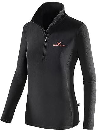 Black Crevice Damen Fleece Skirolli, schwarz/rot, 38