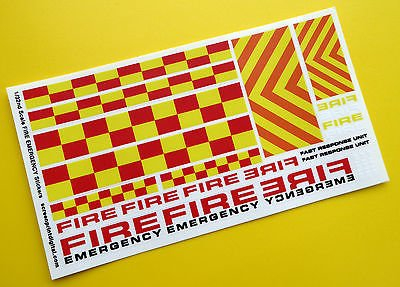 SLOTCAR SCALEXTRIC 1/32nd UK-FEUER NOTFALL maßstab sticker aufkleber komplettes set