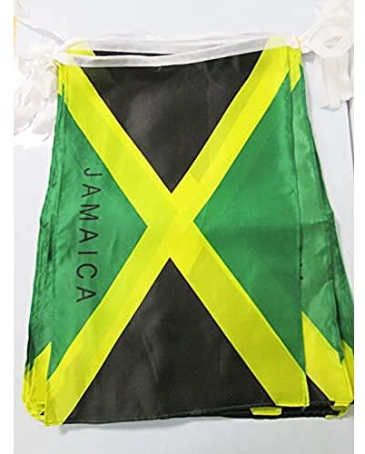 AZ FLAG Ghirlanda 12 Metri 20 Bandiere Giamaica 45x30cm - Bandiera GIAMAICANA 30 x 45 cm - Festone BANDIERINE