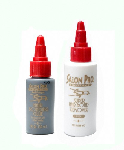 Salon Pro Hair Bonding Glue 1 Fl oz Black + Salon Pro Super Hair Bonding Remover 2 Fl oz by Salon Pro