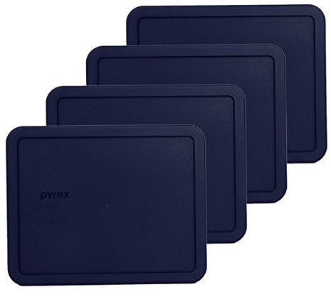 Pyrex 7212-PC 11 Cup Dark Blue Rectangle Food Storage Lid - 4 Pack