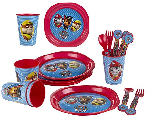 Paw Patrol - Pack de 16 Piezas: Vasos, Platos de plástico (Color Baby 48036)