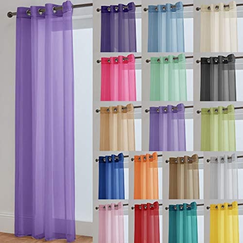 John Aird Lucy Voile Curtain - Eyelet - 1x Curtain Panel (Lilac, 58 Wide x 90 Drop)