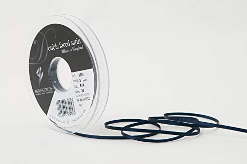Berisfords Double FACE Poly Satin Ribbon, Midnight, 10.5x10.5x1.3 cm