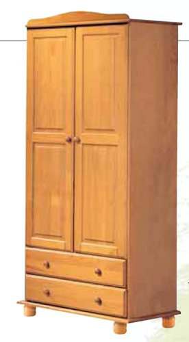 Armario dos puertas madera pino, 52x90x197 cm, color miel