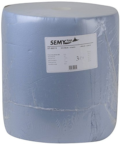 SemyTop Putzpapierrollen, 3 lagig, blau, circa 38 cm, 1000 Blatt, 1er Pack (1 x 1 Stück), ST-88074