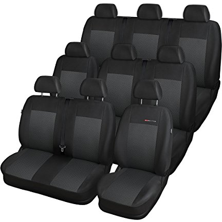 Mossa - Maßgeschneiderte Sitzbezüge Auto kompatibel mit Renault Trafic III Van (2014- ) 9 Sitze (geteilter Sitz) - Autositzbezüge Schonbezüge für Autositze - E3