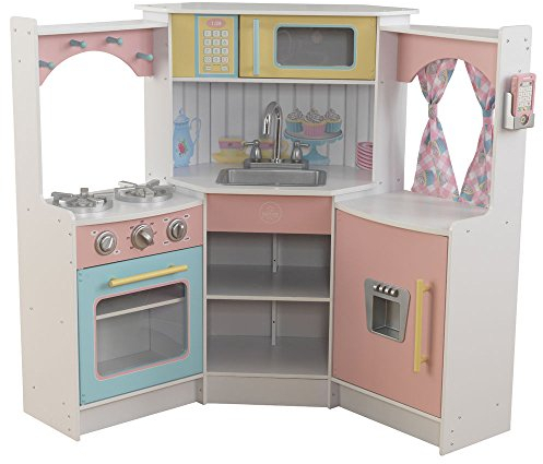 KidKraft 53368 Deluxe Corner Spielküche weiß aus Holz für Kinder mit EZ Kraft Assembly™