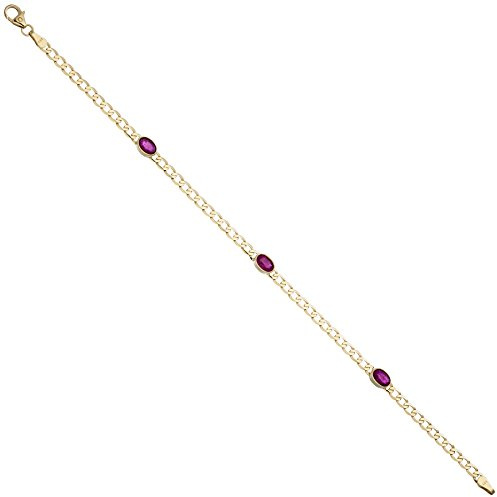 Jobo Damen-Armband aus 14 Karat 585 Gold mit Rubin 19,5 cm