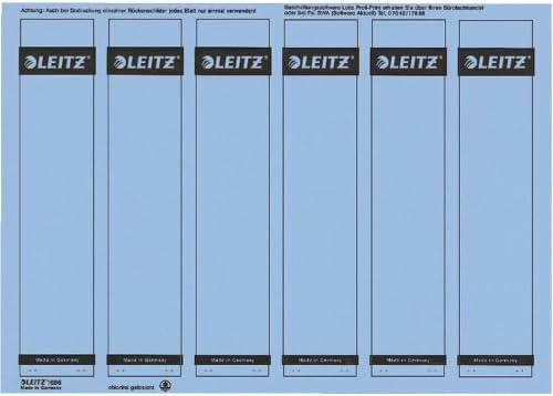 Leitz PC Write-On Spine Labels Self-Adhesive for Standard and Hard Cardboard Folders Pack of 150 Short and Slim Format 39 x 192 mm Paper Blue 16862035