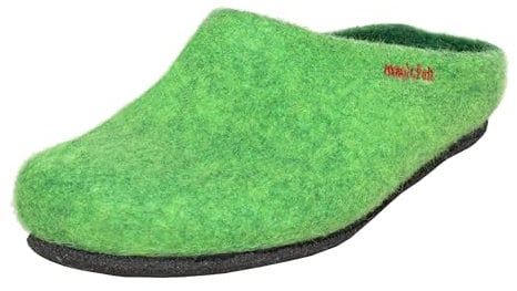 Magicfelt Filzpantoffeln 709 aus Mulesing-freier Merino-Schurwolle – Handgefertigte & anatomisch geformte Hausschuhe für Damen & Herren Größe EU 36-50 – Filzclogs mit Filz-Latex-Sohle Hellgrün, 39
