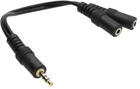 kenable 3.5mm 4 Pole Headphone Splitter Jack Plug to Dual 4 Pole Sockets 15cm
