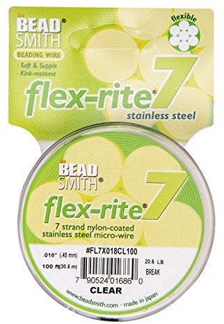 The Beadsmith Flex-Rite 0.018 Inch 100 Feet Nylon Coated Stainless Steel 7 Strand Tigertail Wire - FL7X018CL100