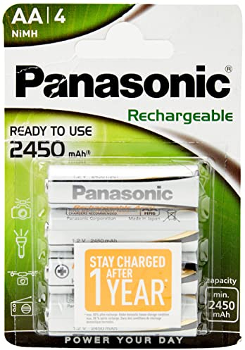 Panasonic Akku NiMH Mignon AA 2450 mAh - Pile ricaricabili, confezione da 4 pezzi