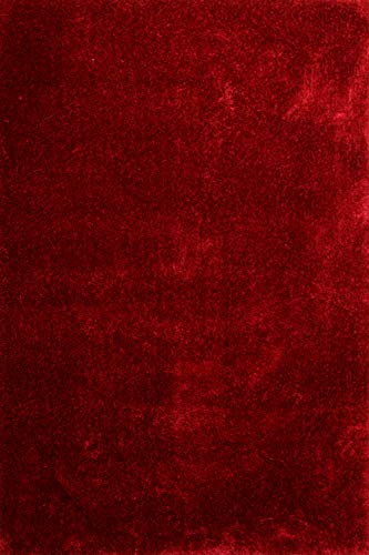 floor factory Moderner Teppich Seasons rot 140x200 cm - flauschig weicher Hochflor Teppich in aktuellen Trendfarben