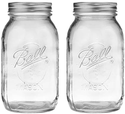 Ball Regular Mouth 32-Ounces Mason Jar with Lids and Bands, Clear,(Pack Of 2)