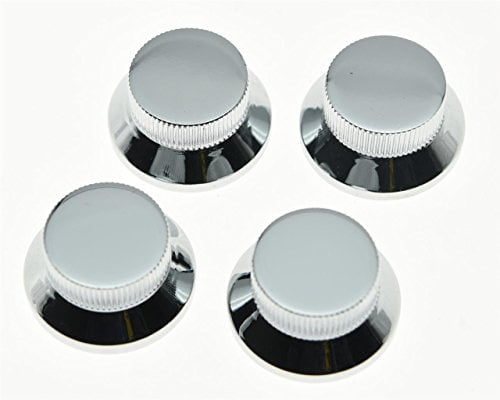 Kaish 4 Chrom LP Metallknöpfe, Potikknöpfe, für Gitarre, Bass, für 5,8 mm geriffelte Schlitzachsen