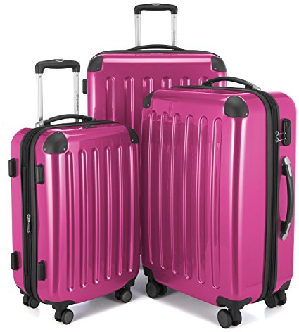 Hauptstadtkoffer Alex - 3er Kofferset, Trolley-Set, Rollkoffer, Reisekoffer, (S, M & L), Magenta
