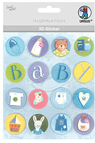 Ursus 56420094 - 3D Sticker Baby, bestehend aus mehreren Ebenen, aus verschiedenen hochwertigen Materialien, selbstklebend, ideal zum Verzieren von Grußkarten und Geschenken, Motiv 94