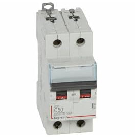 407789 Disjoncteur Bipolaire 50a - 2p Courbe C - 6/10ka - à Vis - Legrand Dx3