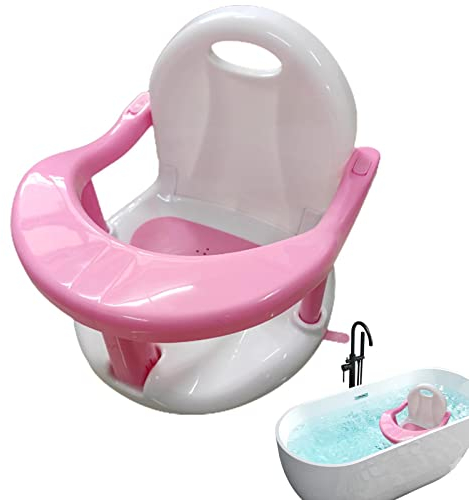 Tebinzi Badesitz Baby Ab 6 Monate Für Badewanne, Badewannensitz Baby mit Anti-Rutsch Saugnäpfe, Armlehnen und hoher Rückenlehne, Badewannen Zubehör für Mädchen und Jungen