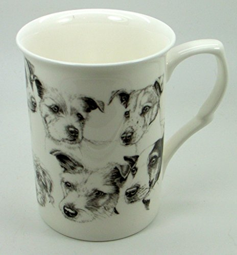 The Plate Collectors Shop Jack Russell Terriers Black & White FINE Bone China 10 0Z Mug ~ Hand Decorated in Stoke ON Trent