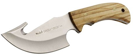 ELECTROPOLIS Cuchillo de Caza Muela Grizzly GRIZZLY-12.OL, cachas de Madera de Olivo, Enterizo, Peso 255 Gramos + Tarjeta Multiusos de Regalo