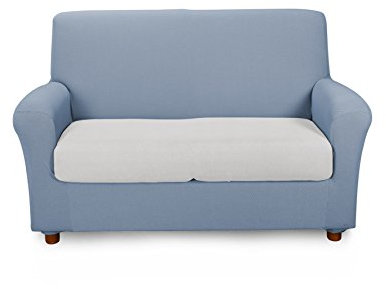 Caleffi - Stretch-Sofabezug, Melange, 86% Baumwolle, 11% Polyester, 3% Elastan, einfarbig, 1 Sitzer Avio