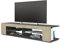 Vladon Lowboard Movie, TV-Kommode mit 4 offenen Fächern und Zierleisten, Schwarz matt/Eiche Sägegrau (134 x 29 x 39 cm)