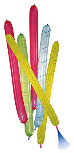 Amscan 6471 - Latex Raketenballons mit Mundstücken, 6 Stück, circa 100 cm lang, farbig sortiert, Luftballon