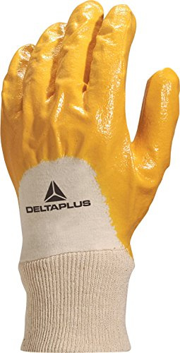 Deltaplus NI01508 Handschuh Mit Leichter Nitrilbeschichtung - Handrücken Offen, Gelb, Größe 08