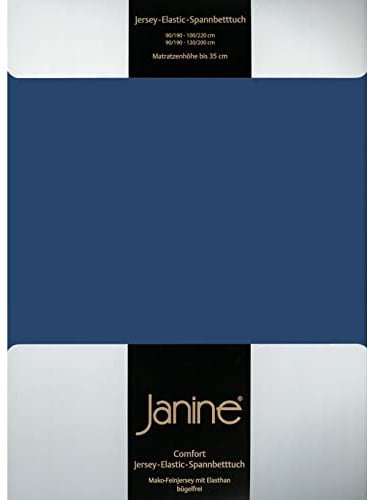 Janine Spannbettlaken Elastic - extra weiches und elastisches Spannbetttuch - für Matratzen 140x200cm bis 160x220cm Marine